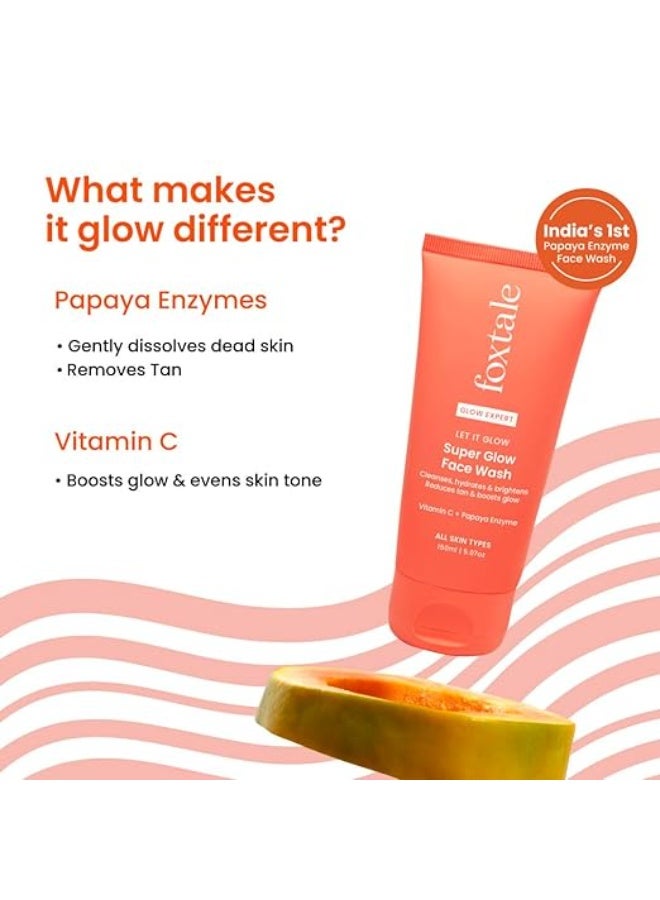 فوكستيل Foxtale Vitamin C Super Glow Face Wash with Papaya enzyme | Reduces Tan | Boosts Glow | Gently Exfoliates & Brightens Skin | Reduces Pigmentation | Face Wash for Men & Women- 150ml - Image 4